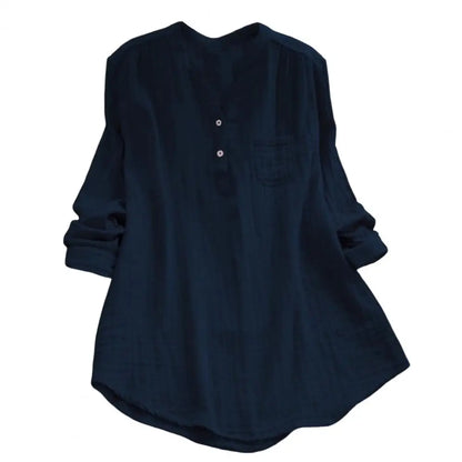 Vrouwelijke Blouse met V-Hals en Korte Mouwen