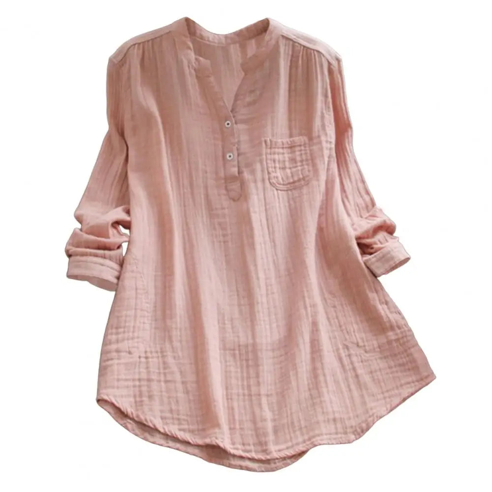 Vrouwelijke Blouse met V-Hals en Korte Mouwen
