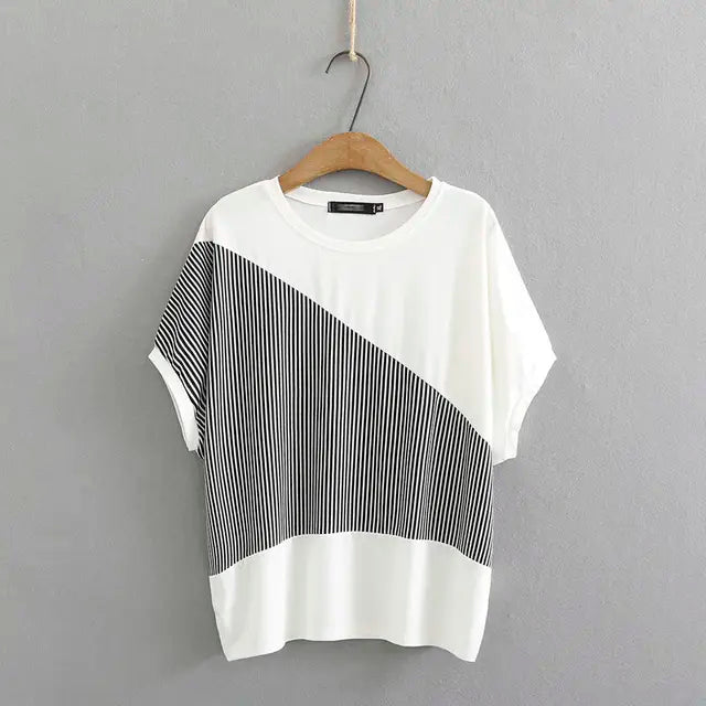 Vrouwelijke Patchwork T-shirt Zomerse O-hals Top
