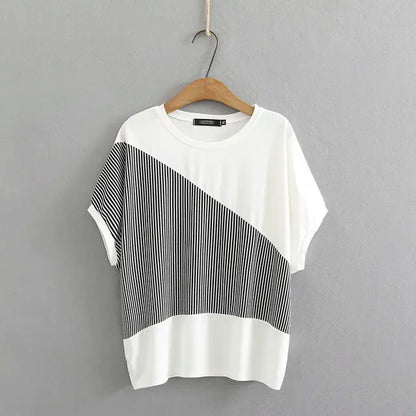 Vrouwelijke Patchwork T-shirt Zomerse O-hals Top