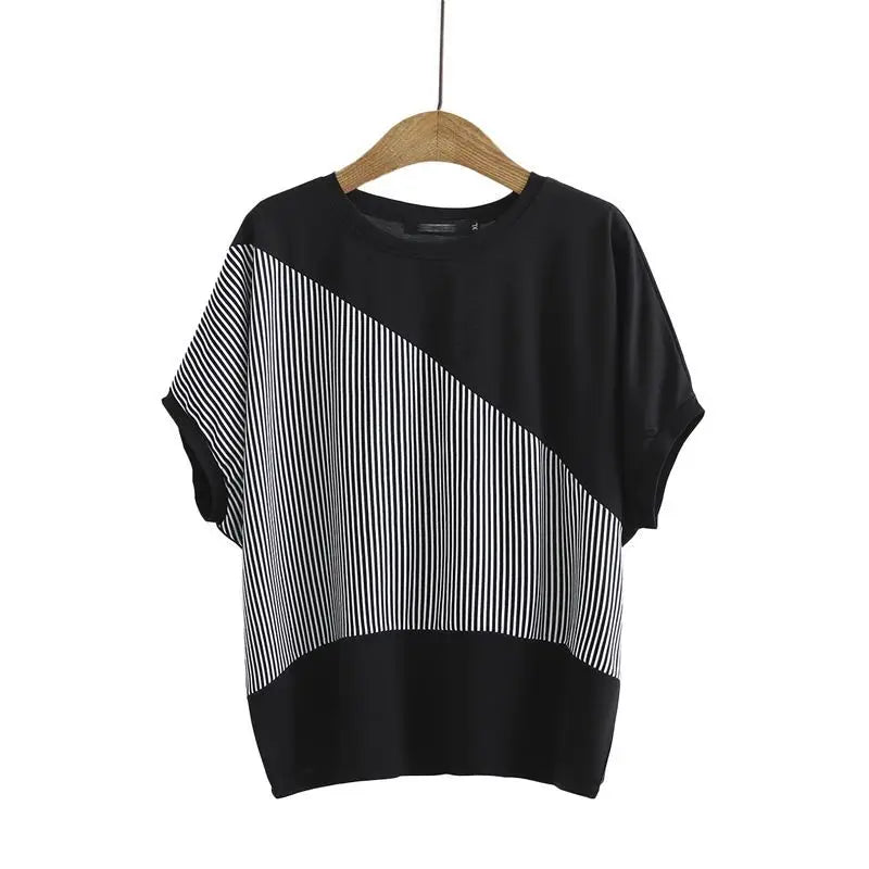 Vrouwelijke Patchwork T-shirt Zomerse O-hals Top