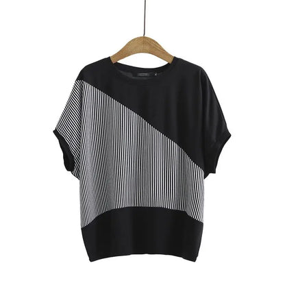 Vrouwelijke Patchwork T-shirt Zomerse O-hals Top
