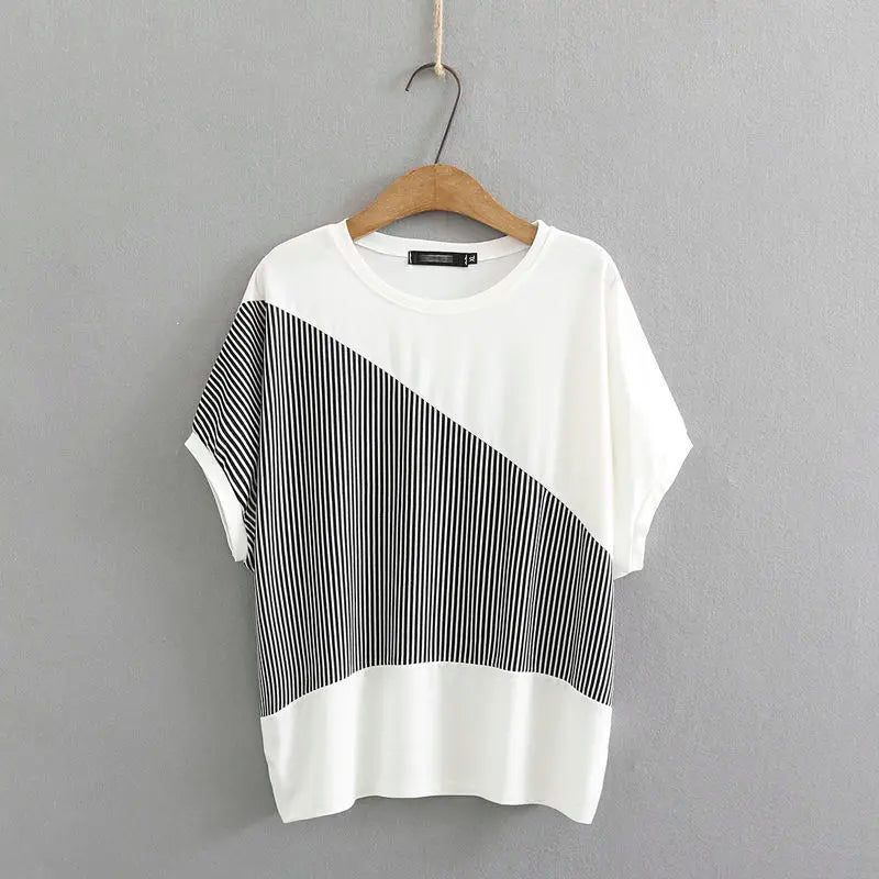 Vrouwelijke Patchwork T-shirt Zomerse O-hals Top