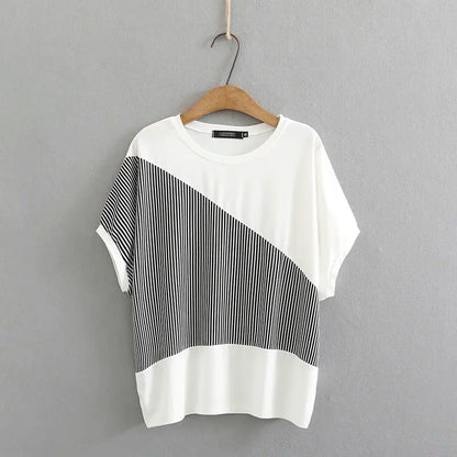 Vrouwelijke Patchwork T-shirt Zomerse O-hals Top
