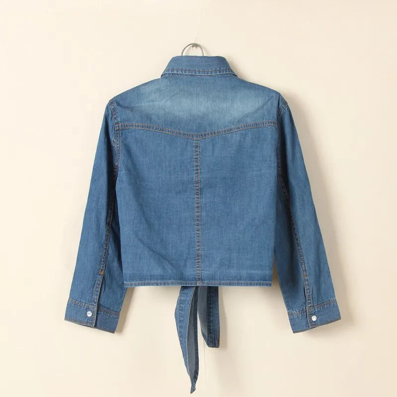 Lichtblauw Denim Jasje Zomer Casual Stijl