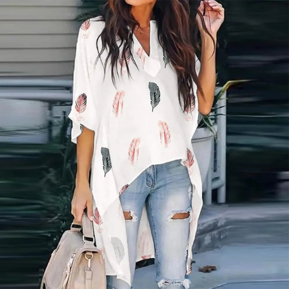 Zomer Top Vrouw V-Neck Batwing Mode - StudioMarella