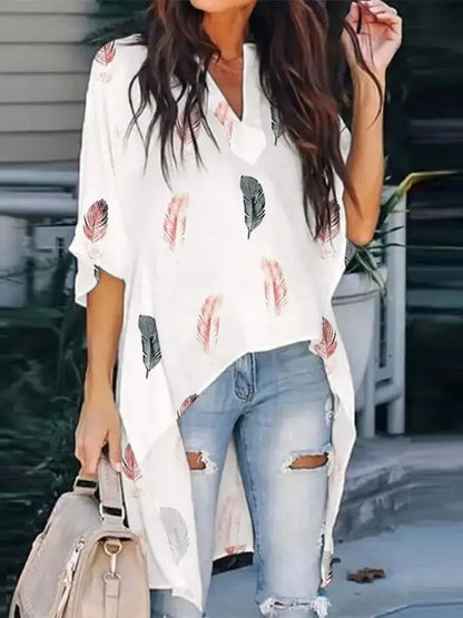 Zomer Top Vrouw V-Neck Batwing Mode