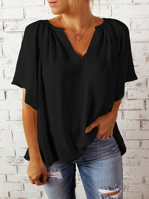 Vrouwelijke Top met V-Hals Losse Zomerjurk
