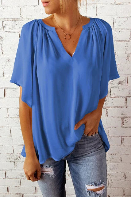 Vrouwelijke Top met V-Hals Losse Zomerjurk