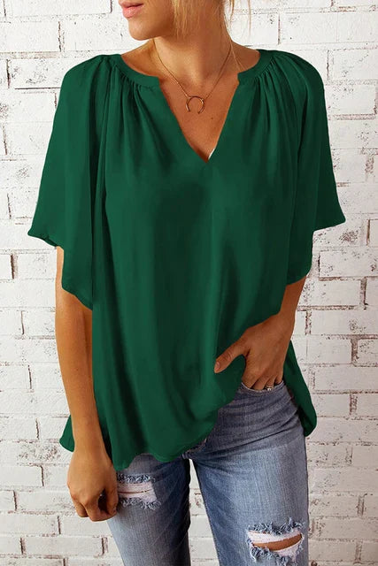 Vrouwelijke Top met V-Hals Losse Zomerjurk