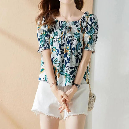Zomer Blouse V-hals Pofmouwen voor Vrouw