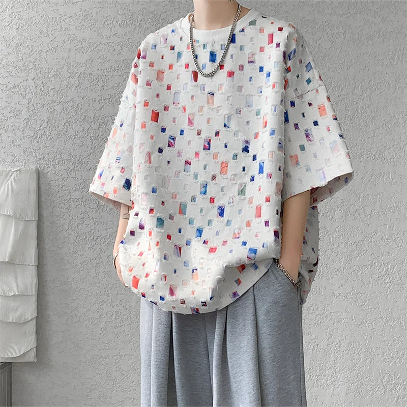 Grote Geruite T-Shirt voor Mannen Casual Stijl