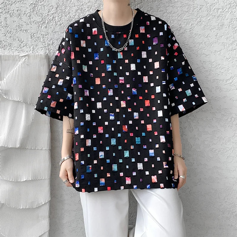 Grote Geruite T-Shirt voor Mannen Casual Stijl