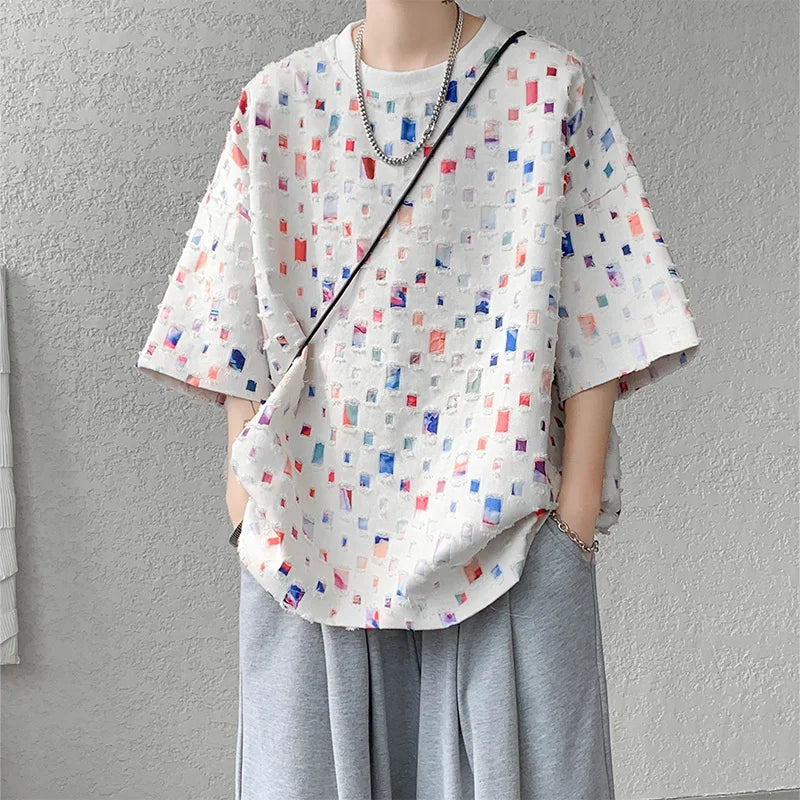 Grote Geruite T-Shirt voor Mannen Casual Stijl
