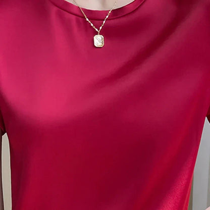 Zijden T-Shirt voor Vrouwen Satijnen Glanz Stof