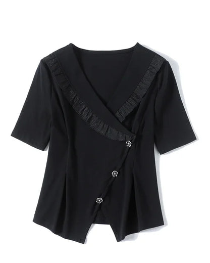 Vrouwelijke Zomershirts Elegante Korte Mouw - StudioMarella