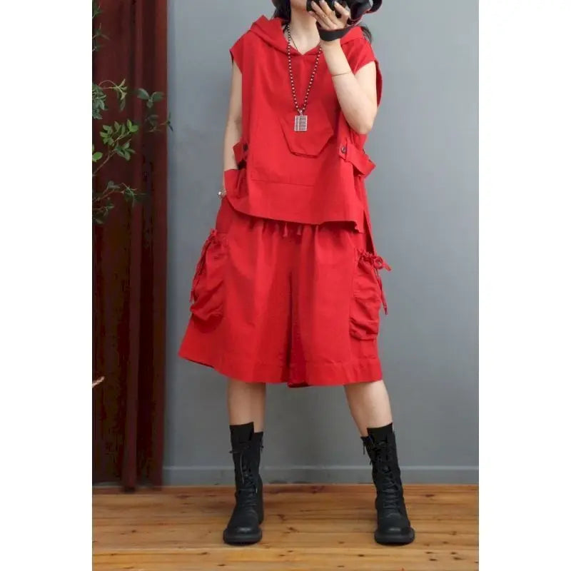 Vrouwelijke Hooded Vest Sets Casual Mode