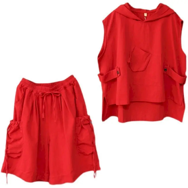 Vrouwelijke Hooded Vest Sets Casual Mode