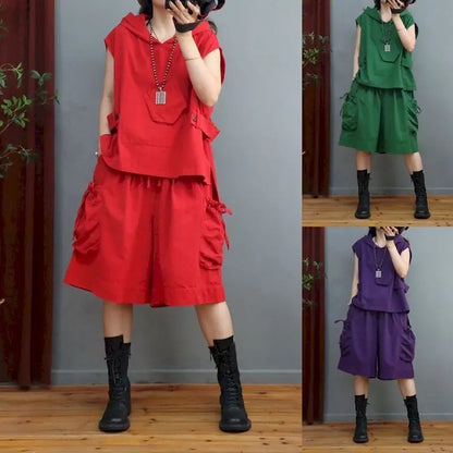 Vrouwelijke Hooded Vest Sets Casual Mode