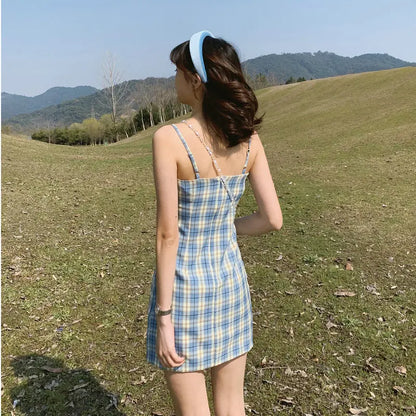 Zomerjurk Ruitjes Print Vrouwen Jurk Slim Fit