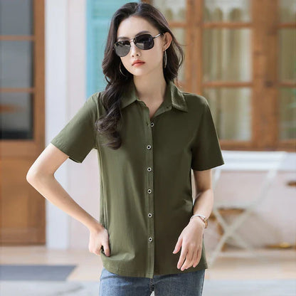 Vrouw Polo Shirt Zomerse Korte Mouw Moderne Stijl