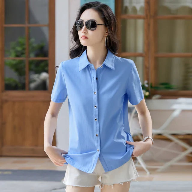 Vrouw Polo Shirt Zomerse Korte Mouw Moderne Stijl