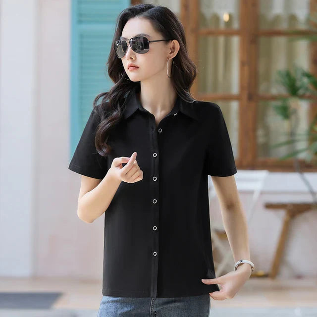 Vrouw Polo Shirt Zomerse Korte Mouw Moderne Stijl - StudioMarella
