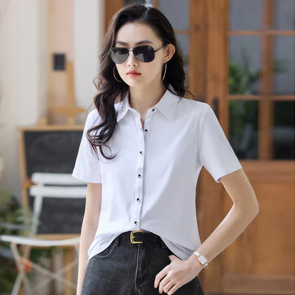 Vrouw Polo Shirt Zomerse Korte Mouw Moderne Stijl