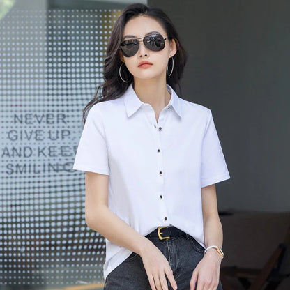 Vrouw Polo Shirt Zomerse Korte Mouw Moderne Stijl