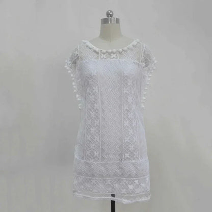 Zomerse Witte Vrouwenjurk Jurk met Korte Mouwen