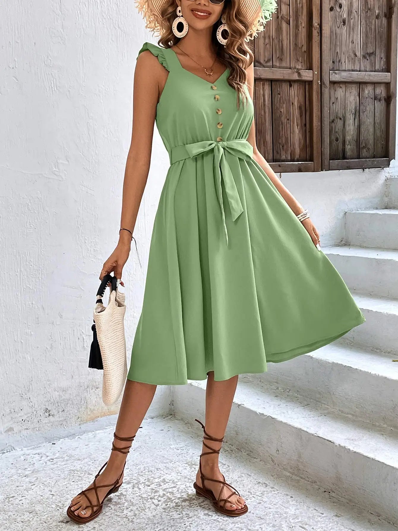 Midi Strandjurk Zomerse Jurk Vrouwelijk Chic