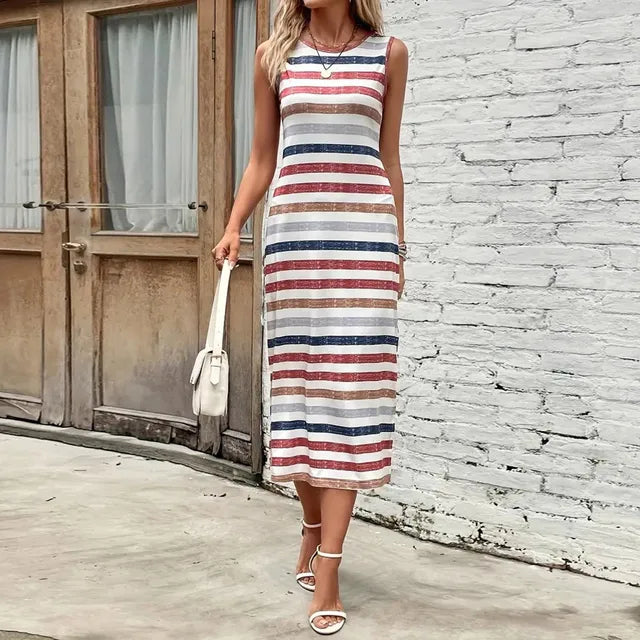 Zomerjurk Dames Gestreept Kleurrijk Vrouwenjurk - StudioMarella
