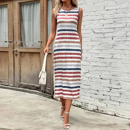Zomerjurk Dames Gestreept Kleurrijk Vrouwenjurk - StudioMarella