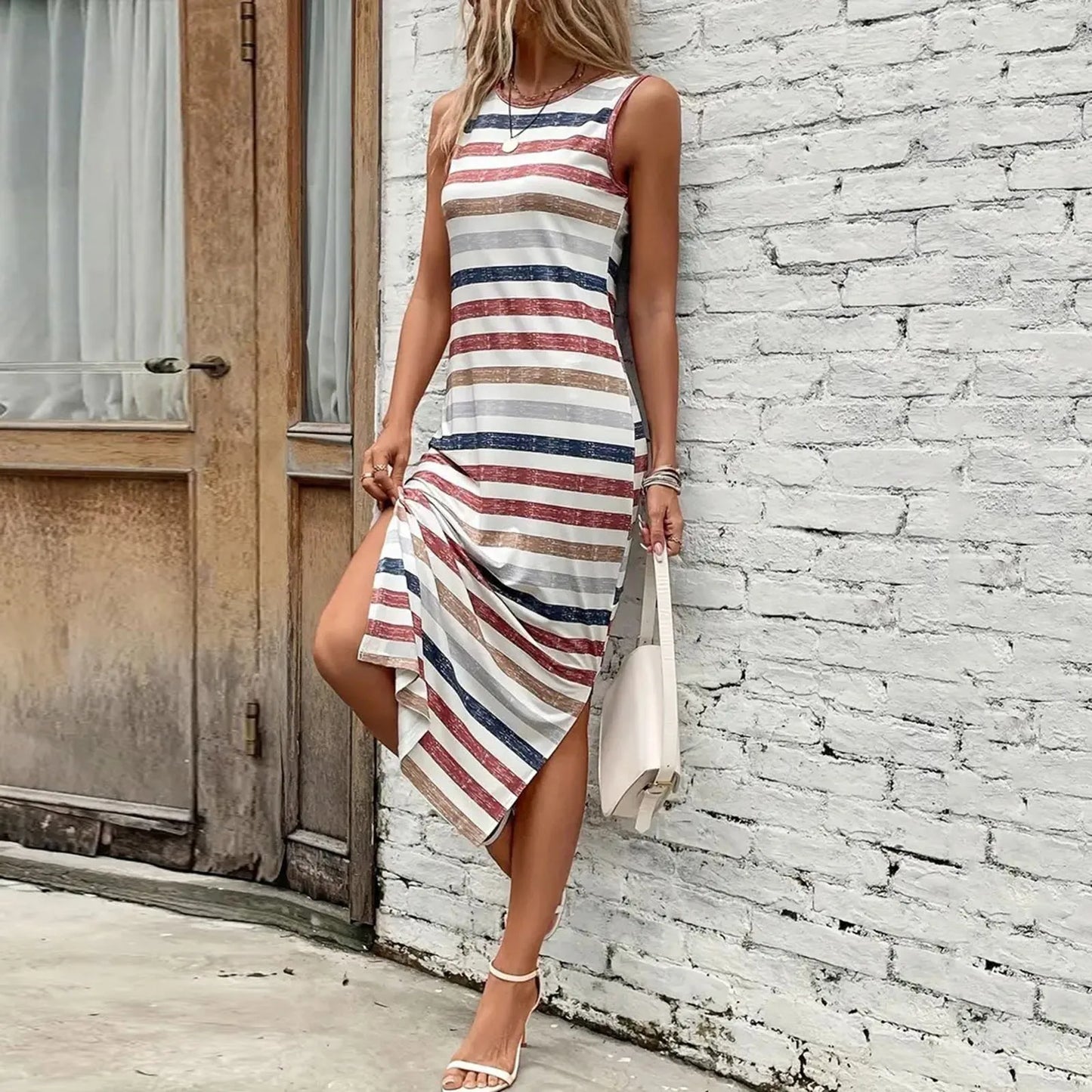 Zomerjurk Dames Gestreept Kleurrijk Vrouwenjurk