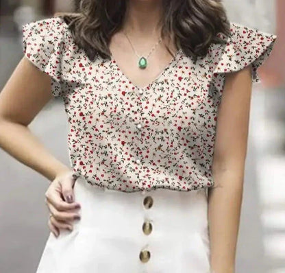 Vrouwelijke Bloes met Bloemenprint Zomerse Stijl