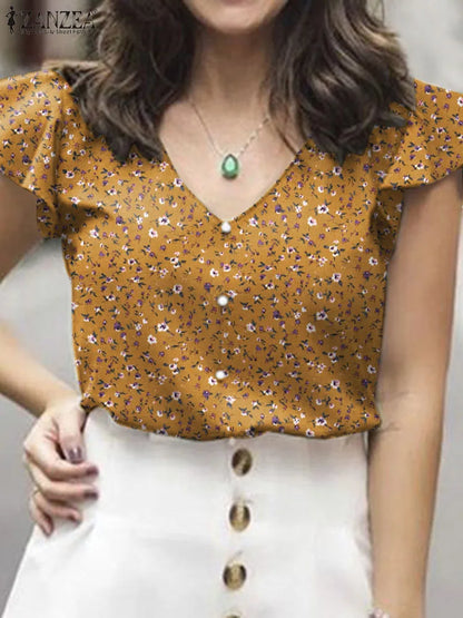 Vrouwelijke Zomer Blouse met Bloemenprint
