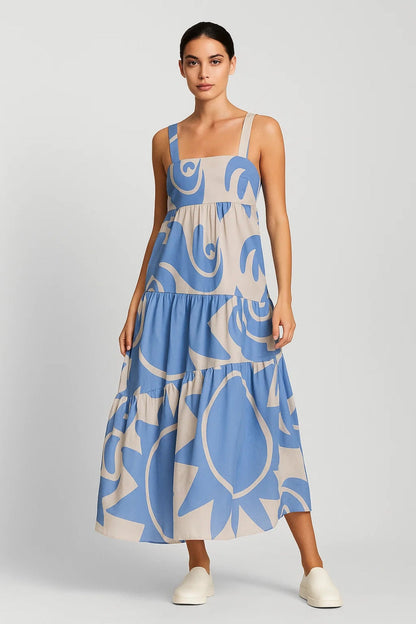 Zomerjurk Dames Mouwloos Gelaagd met Leuke Print