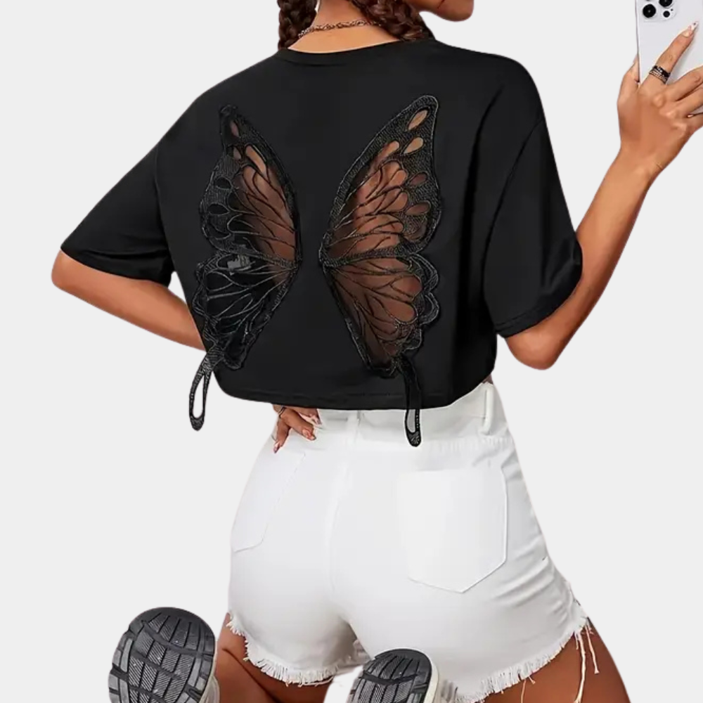 Vlinder T-Shirt Korte Mouw Vrouw