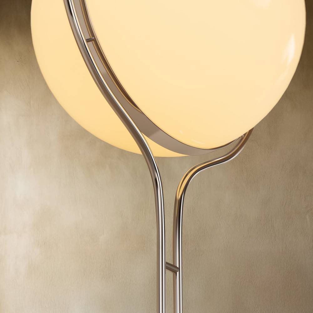 Sculpturale Staande Lamp Met Verticale Lichtkolom En Acryl Bollen