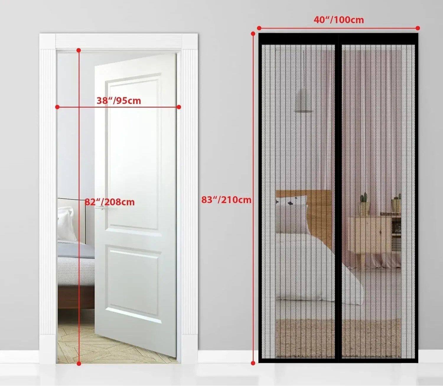 Zware Magnetische Deurscherm voor Insecten Terylene 210x100 cm Zwart Handsfree Toepassing Ideaal Voor Binnen Buiten Keuken Woonkamer | Restfield 2