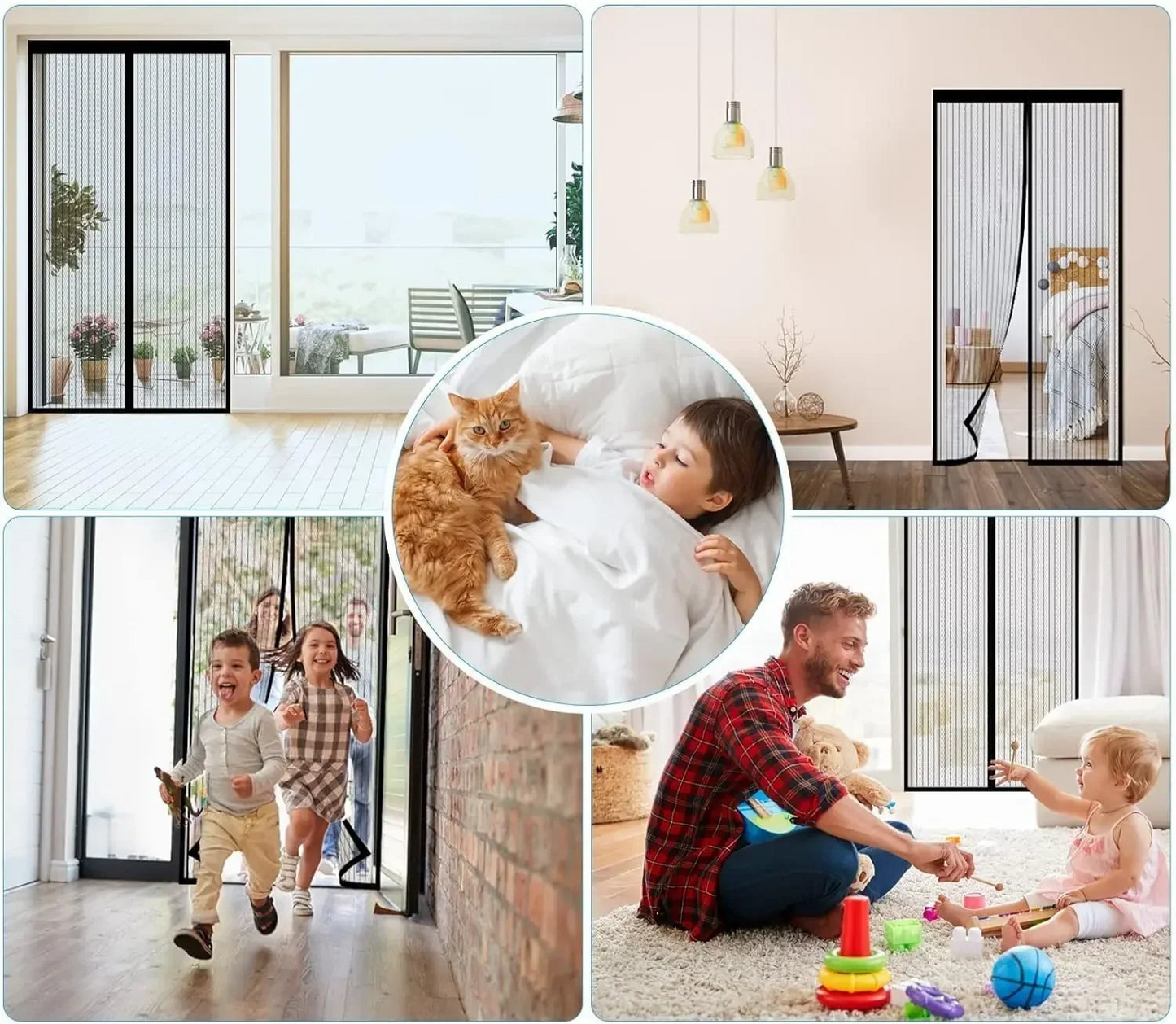 Zware Magnetische Deurscherm voor Insecten Terylene 210x100 cm Zwart Handsfree Toepassing Ideaal Voor Binnen Buiten Keuken Woonkamer | Restfield 4