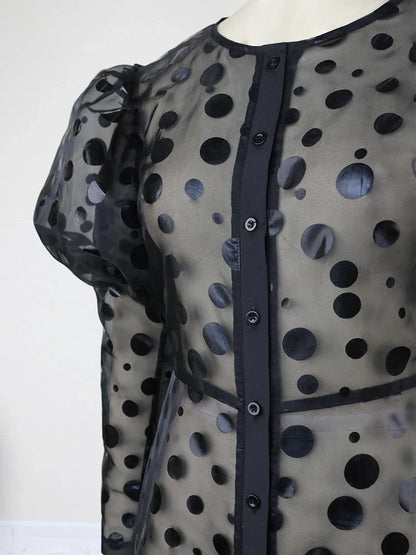 Zwarte Organza Jurk Lange Mouwen A Line Stijl