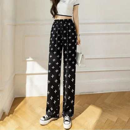 Hoge Taille Bell Bottom Jeans Zwart Wit Gestreept