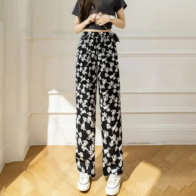 Hoge Taille Bell Bottom Jeans Zwart Wit Gestreept