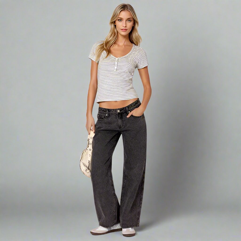 Roxy Low-Rise Jeans Comfortabel Stretch Y2K Stijl