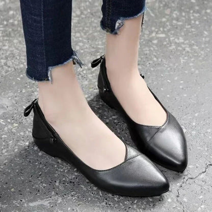 Zwarte Mocassins Dames Schoenen Flat Leer