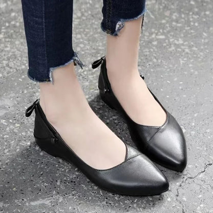 Zwarte Mocassins Dames Schoenen Flat Leer