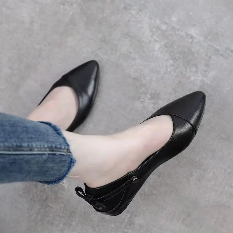 Zwarte Mocassins Dames Schoenen Flat Leer
