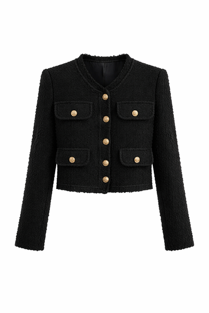 Tweed Blazer Korte Model met Knopen voor Vrouw - StudioMarella