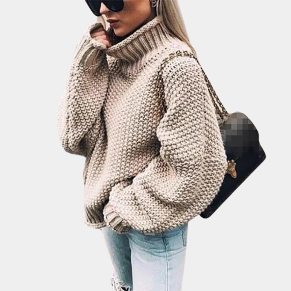 Zwarte Damestrui met Col | Oversized Gebreid voor Winter 1